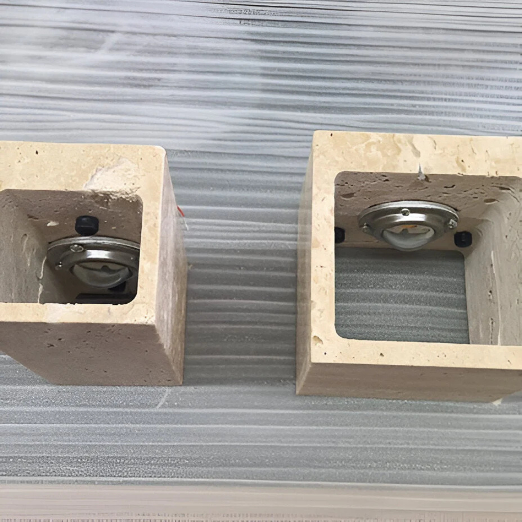 Bastion Minimalist Travertine Up & Down Wall Light