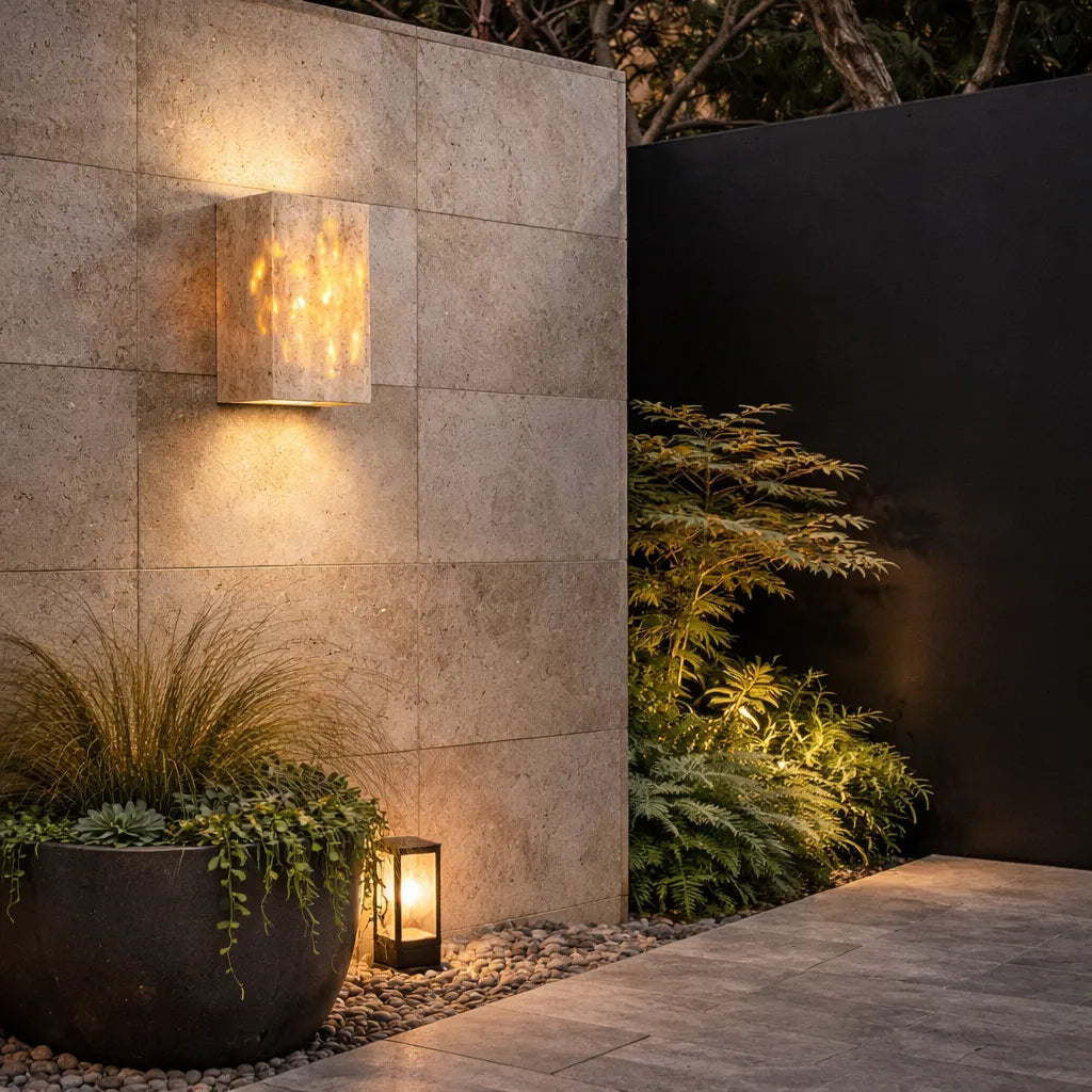 Bastion Minimalist Travertine Up & Down Wall Light