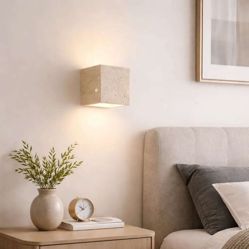Bastion Minimalist Travertine Up & Down Wall Light