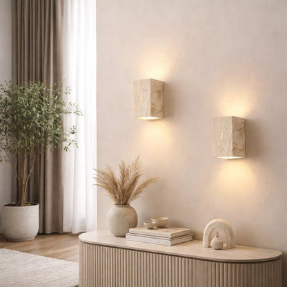 Bastion Natural Travertine Wall Light
