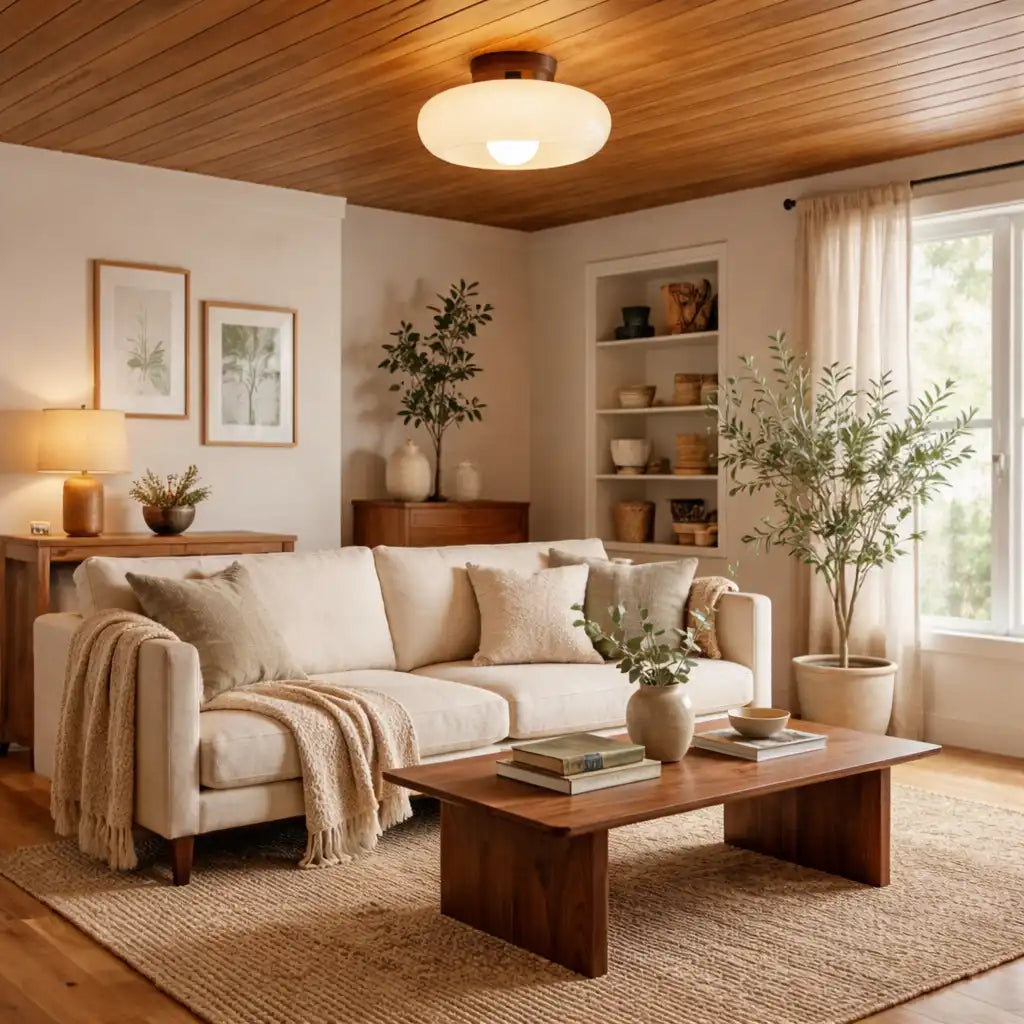 Riven Bauhaus Cream Glass Flush Mount Ceiling Light