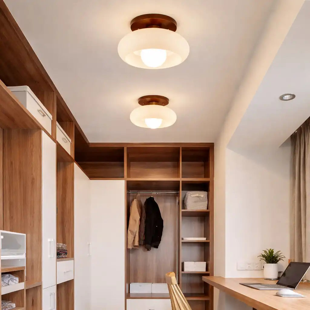 Riven Bauhaus Cream Glass Flush Mount Ceiling Light