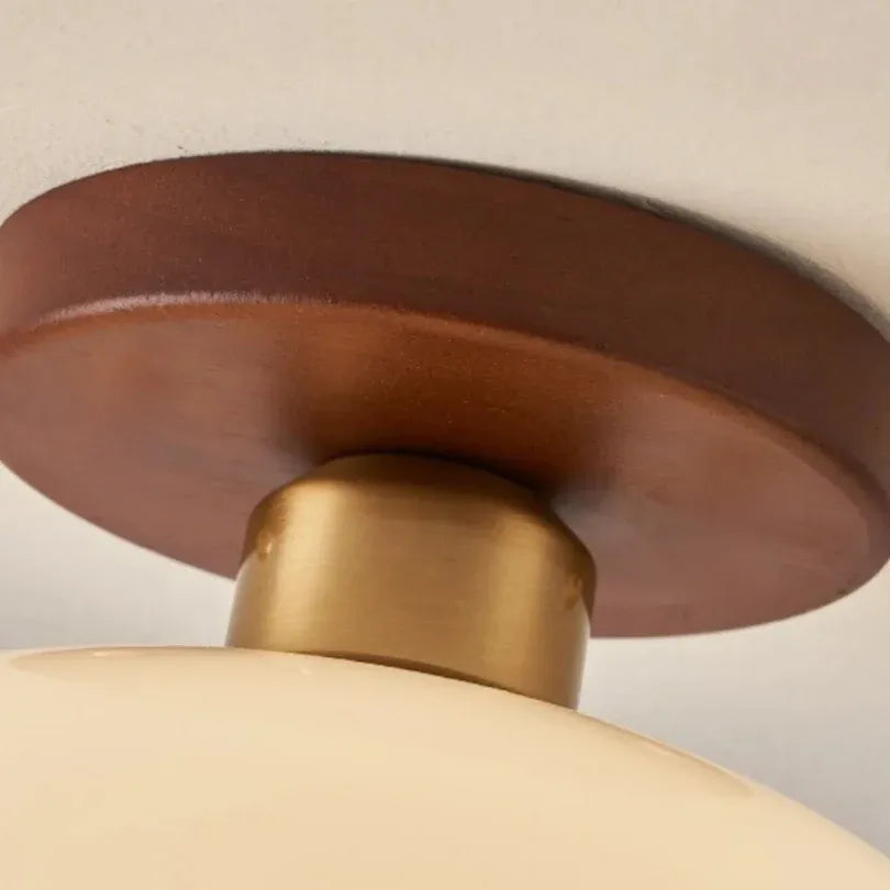 Riven Bauhaus Cream Glass Flush Mount Ceiling Light
