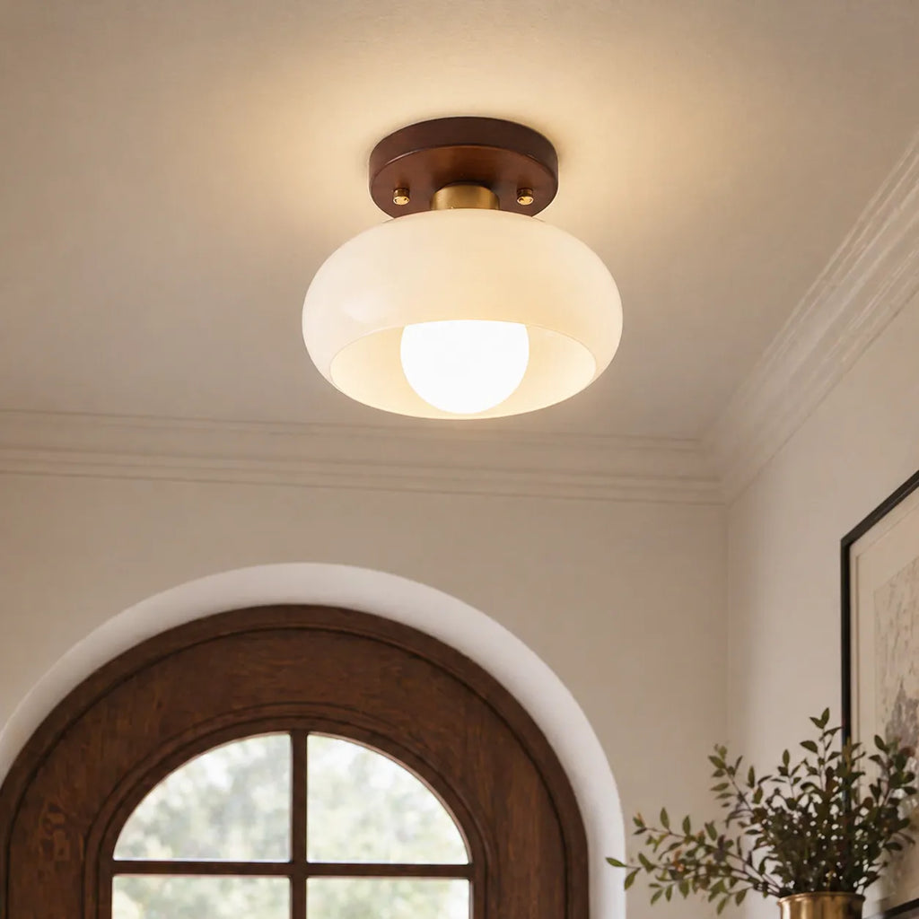 Riven Bauhaus Cream Glass Flush Mount Ceiling Light