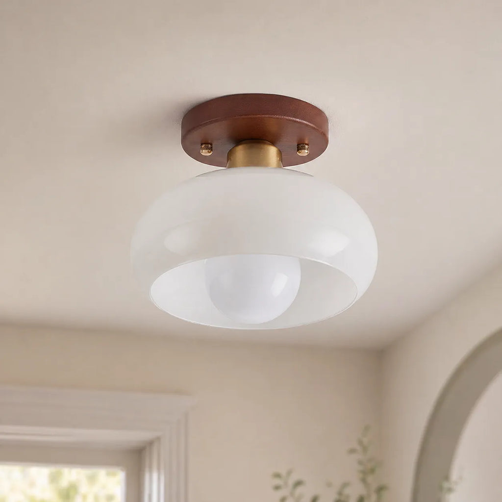 Riven Bauhaus Cream Glass Flush Mount Ceiling Light