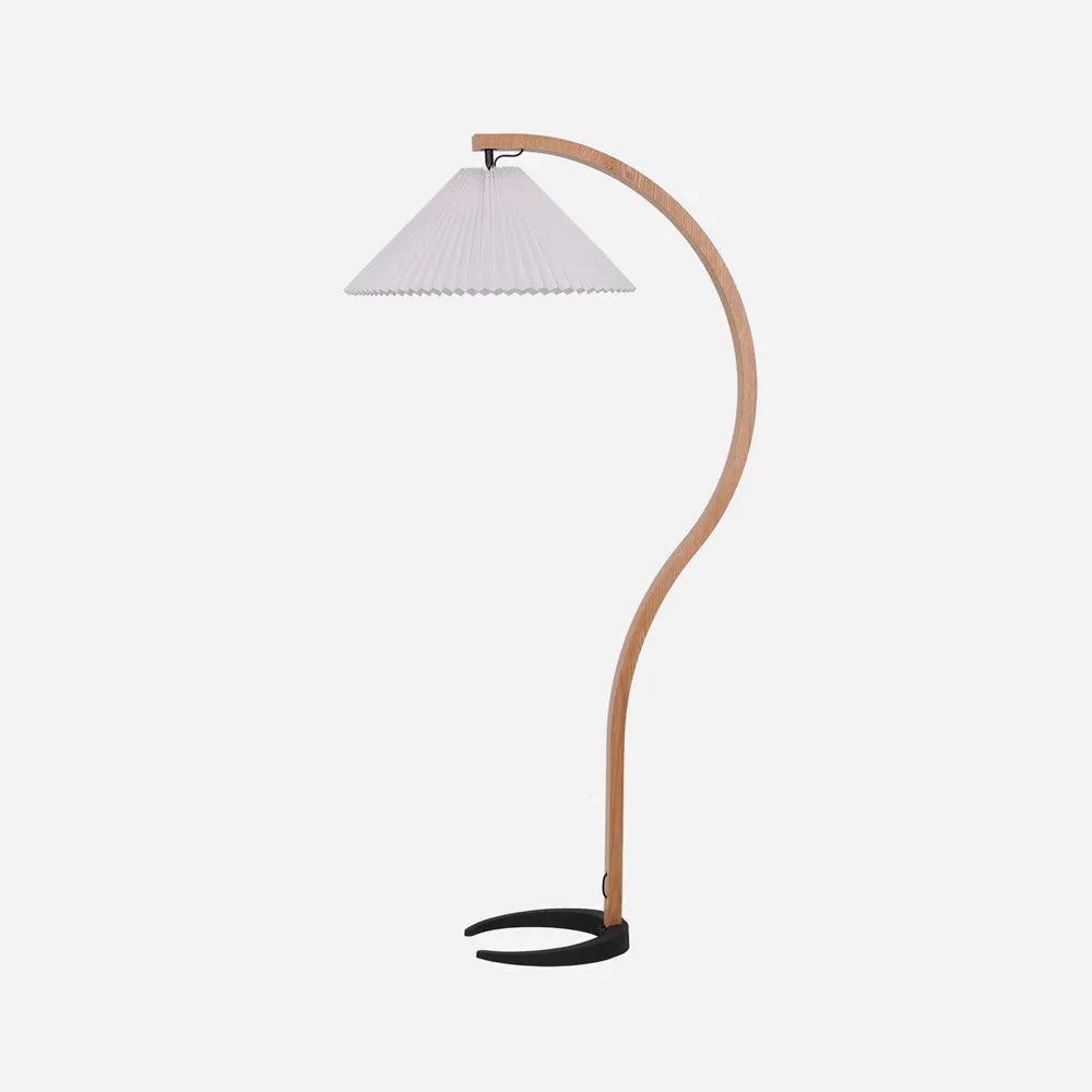 Tomas Natural Beech Wood & Linen Floor Lamp
