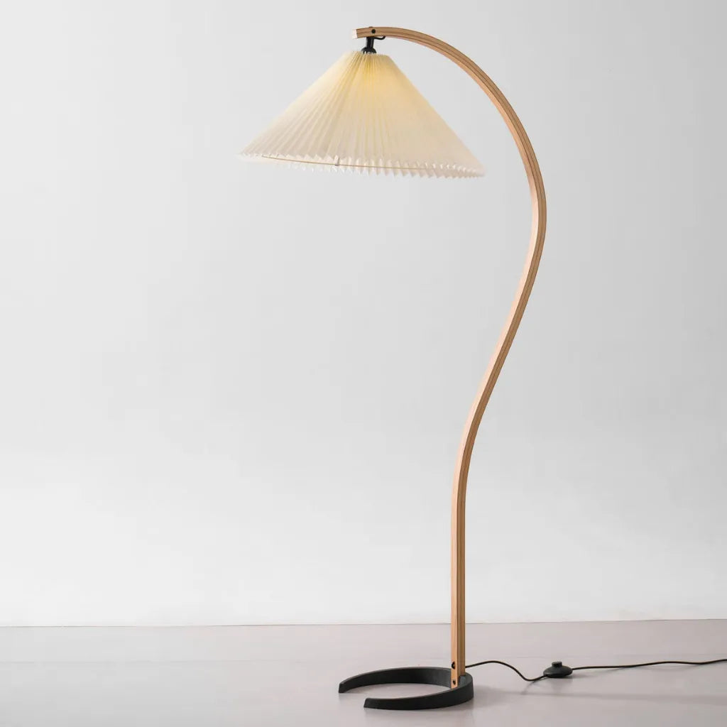 Tomas Natural Beech Wood & Linen Floor Lamp