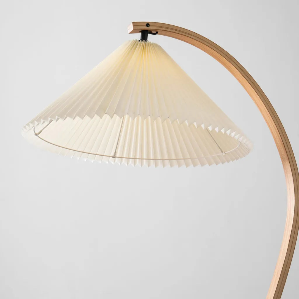 Tomas Natural Beech Wood & Linen Floor Lamp