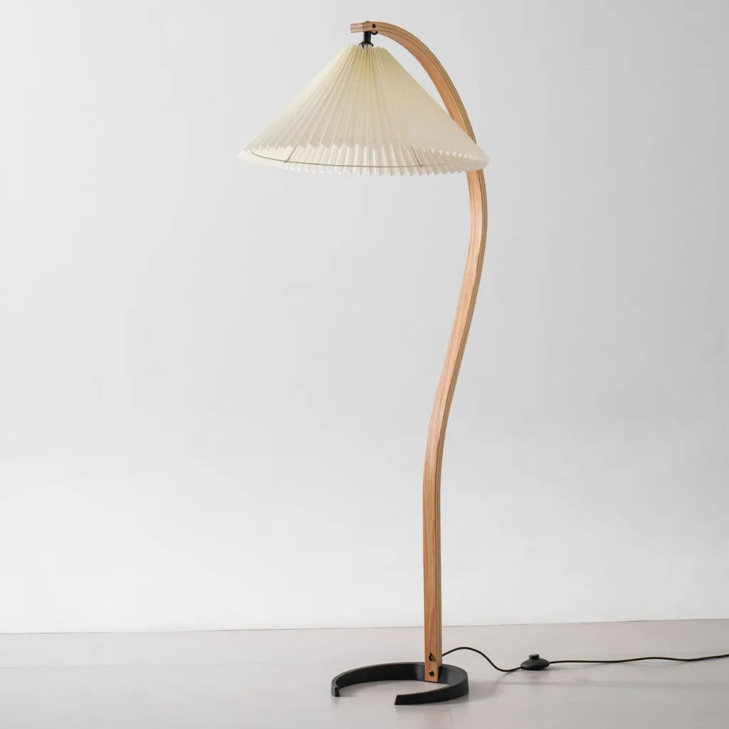 Tomas Natural Beech Wood & Linen Floor Lamp