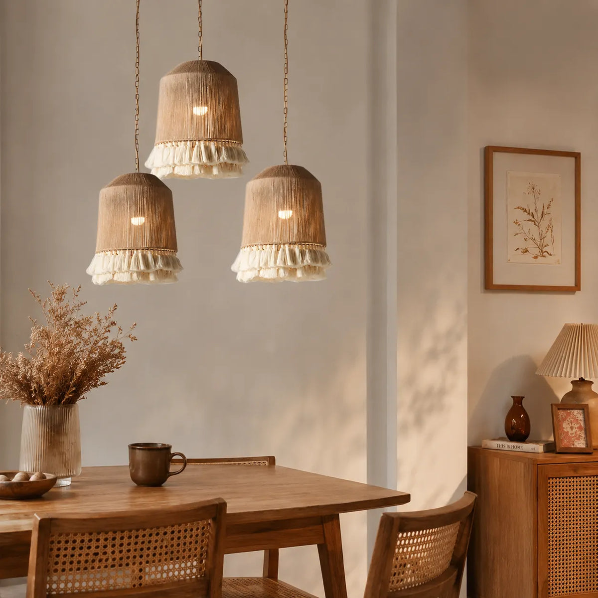 Wesley Bohemian Hemp Rope Woven Shade Chandelier