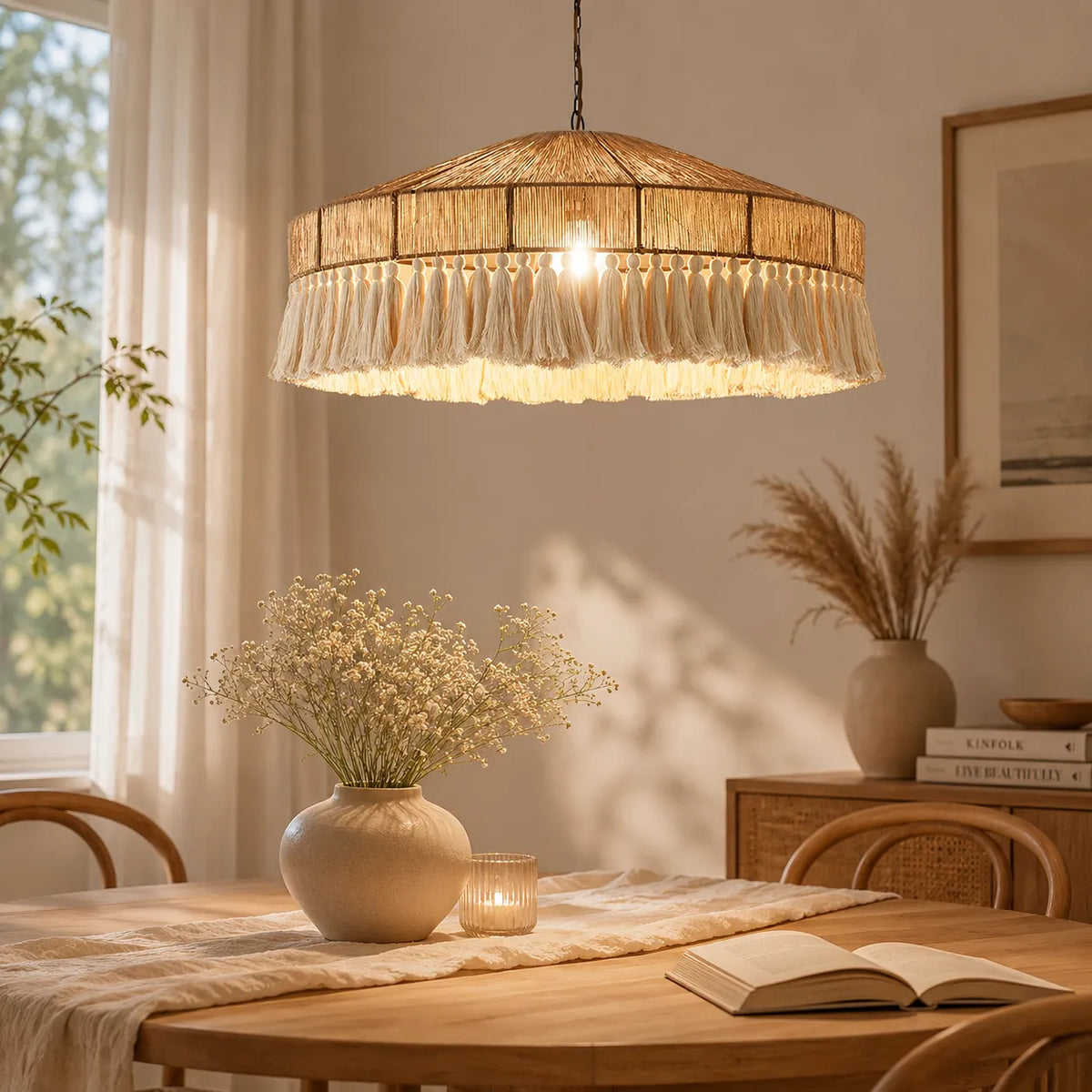 Wesley Bohemian Hemp Rope Woven Shade Chandelier