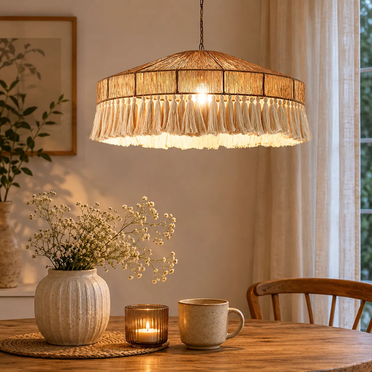 Wesley Bohemian Hemp Rope Woven Shade Chandelier