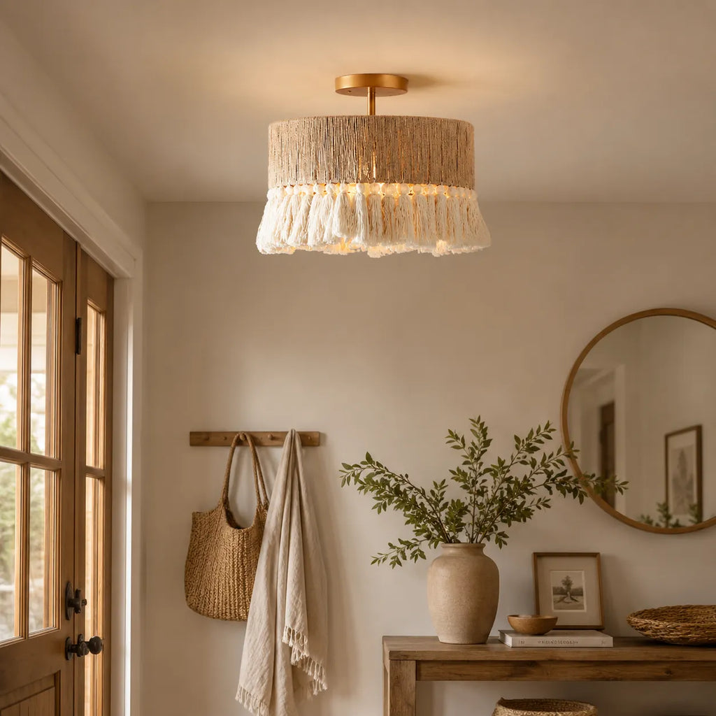 Wesley Bohemian Hemp Rope Woven Shade Chandelier