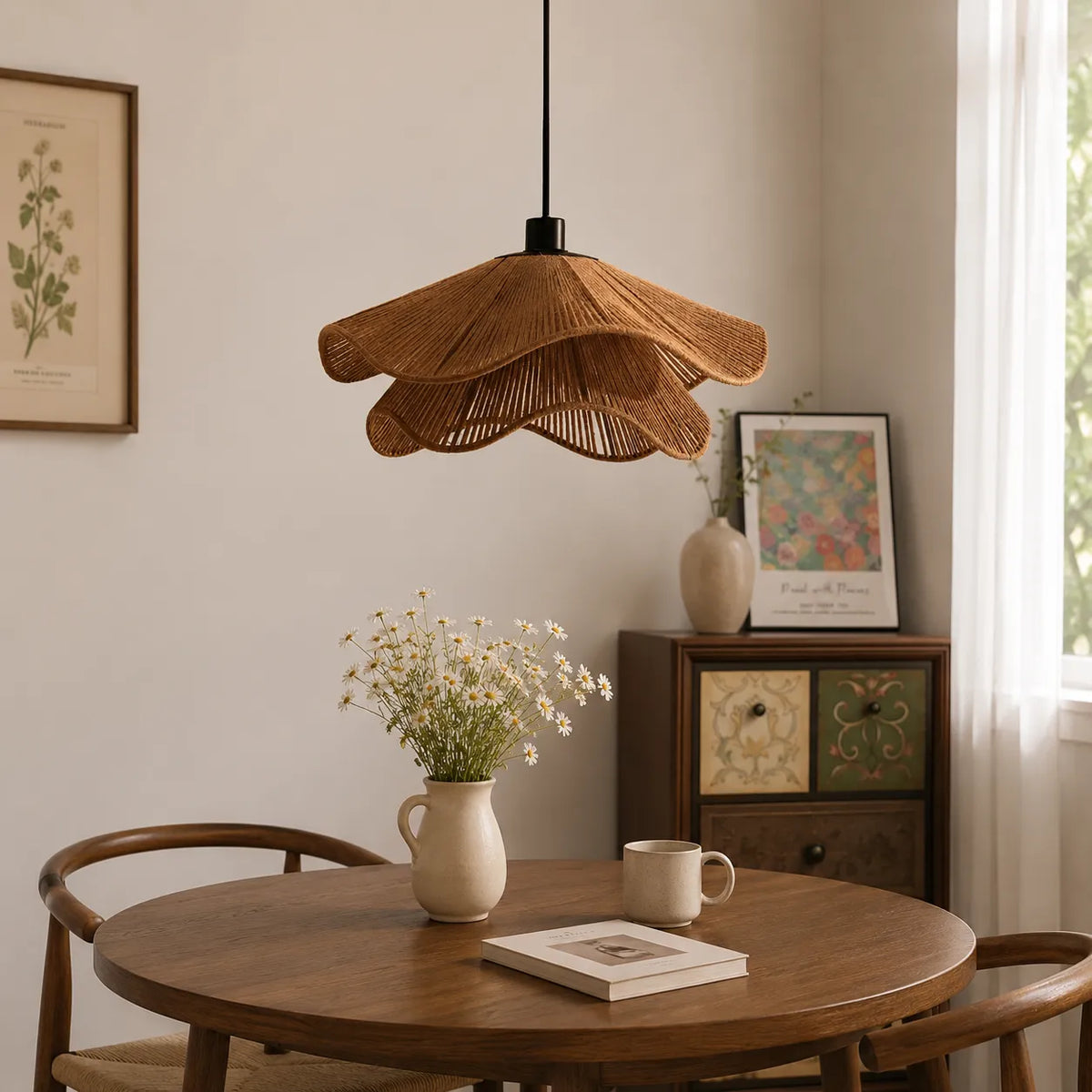 Selene Boho Handwoven Jute Pendant Light
