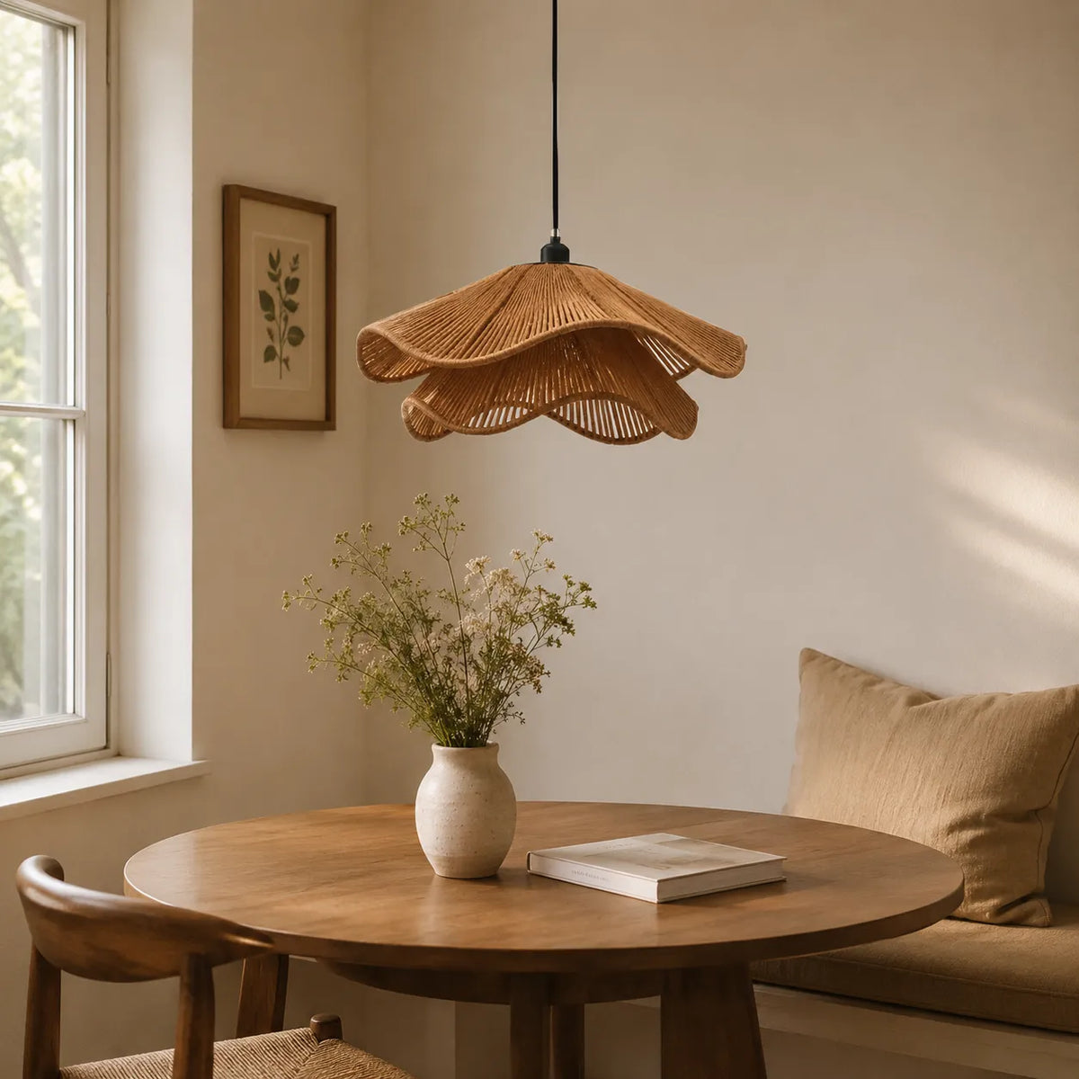 Selene Boho Handwoven Jute Pendant Light