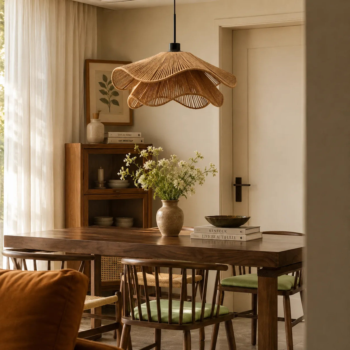 Selene Boho Handwoven Jute Pendant Light