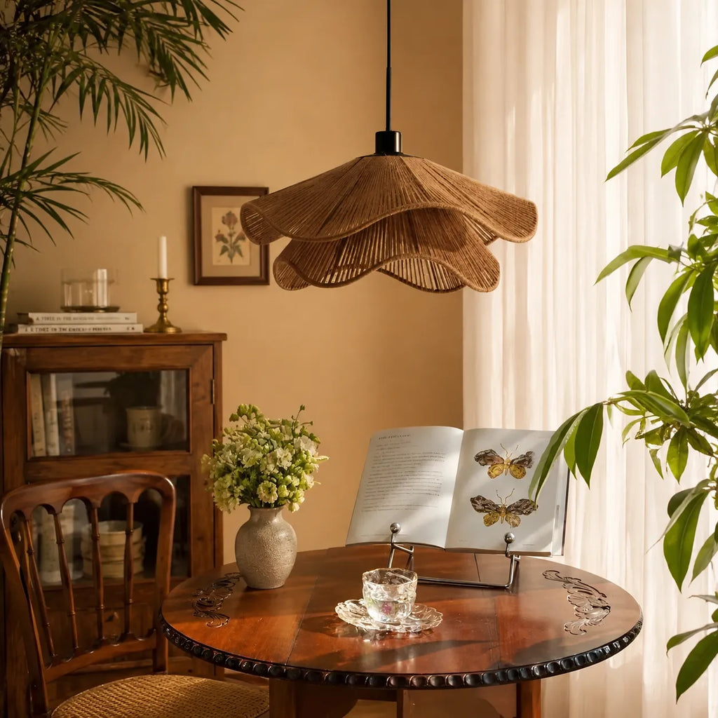 Selene Boho Handwoven Jute Pendant Light
