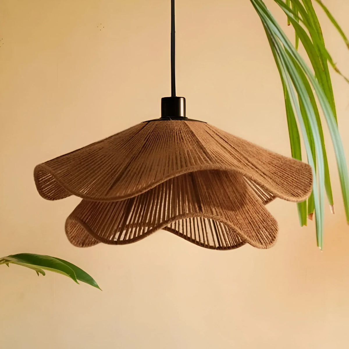 Selene Boho Handwoven Jute Pendant Light