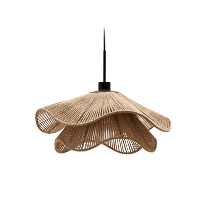 Boho Jute Pendant Light with Flower-Inspired Form