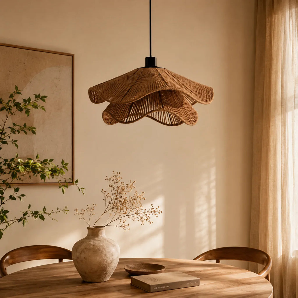Selene Boho Handwoven Jute Pendant Light