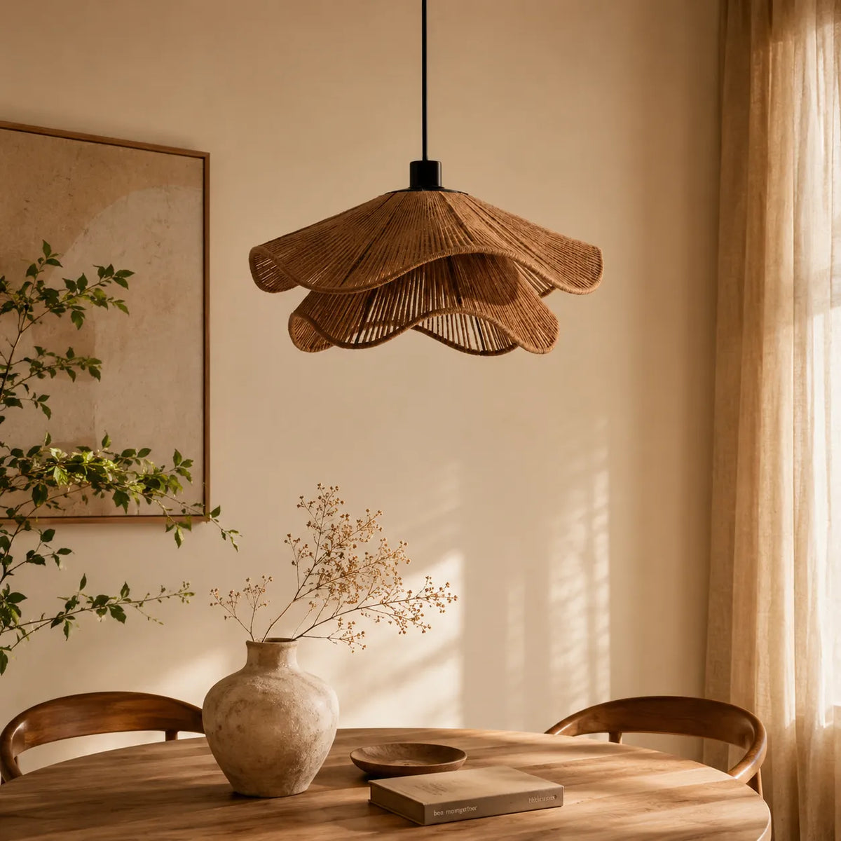 Selene Boho Handwoven Jute Pendant Light