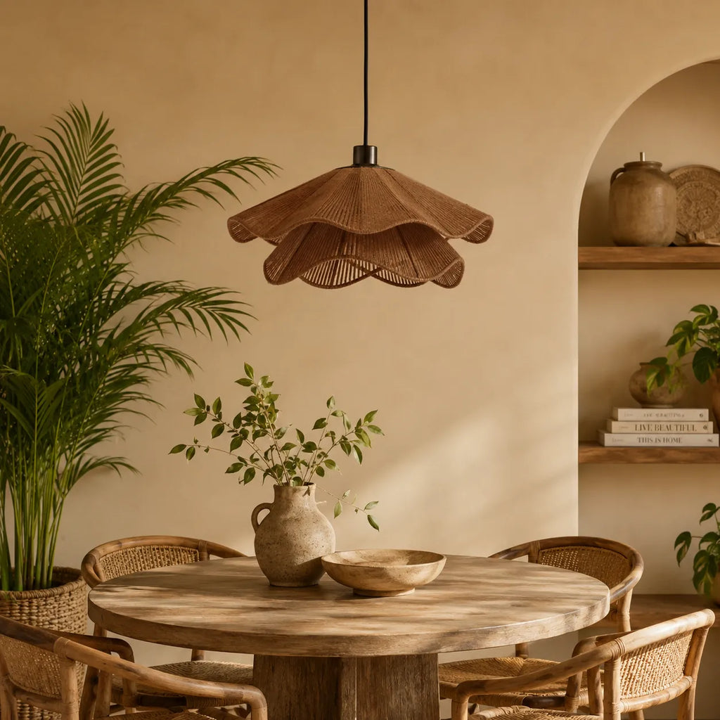 Selene Boho Handwoven Jute Pendant Light