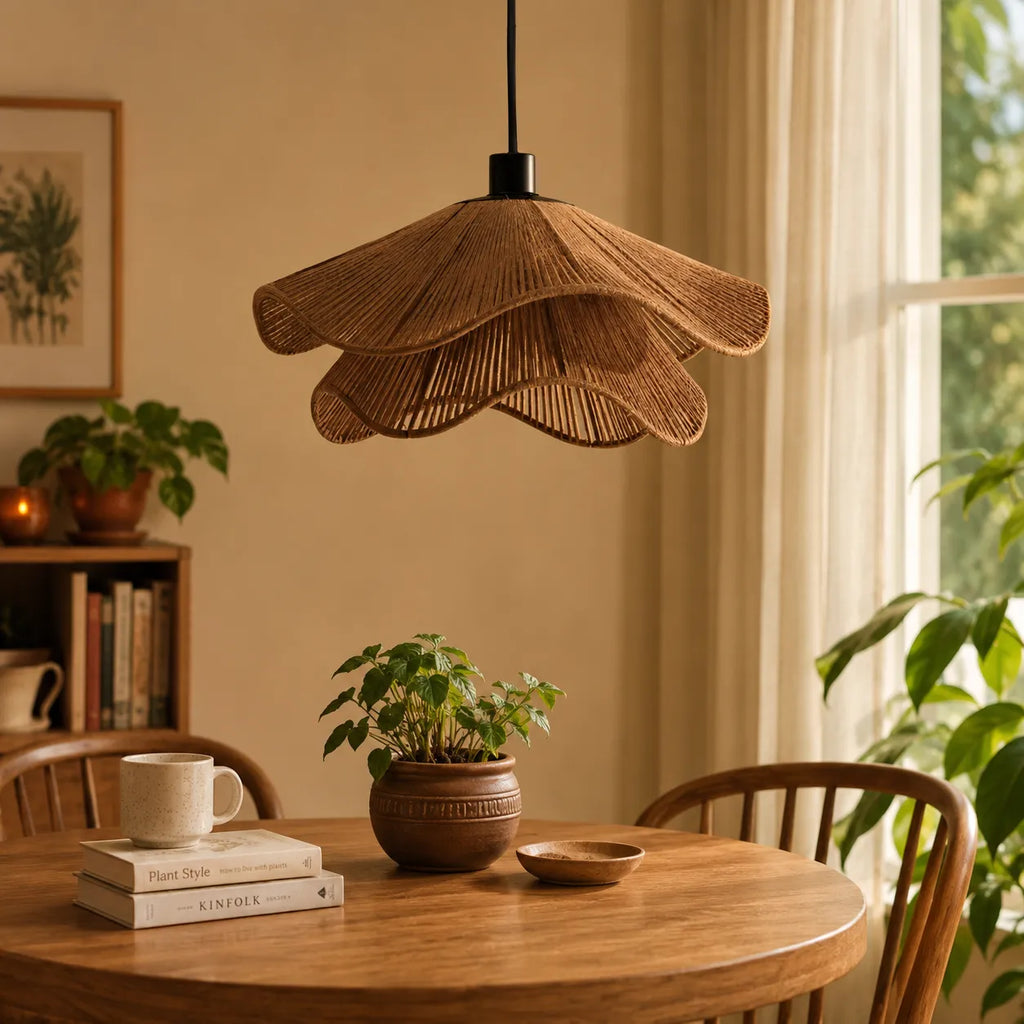 Selene Boho Handwoven Jute Pendant Light