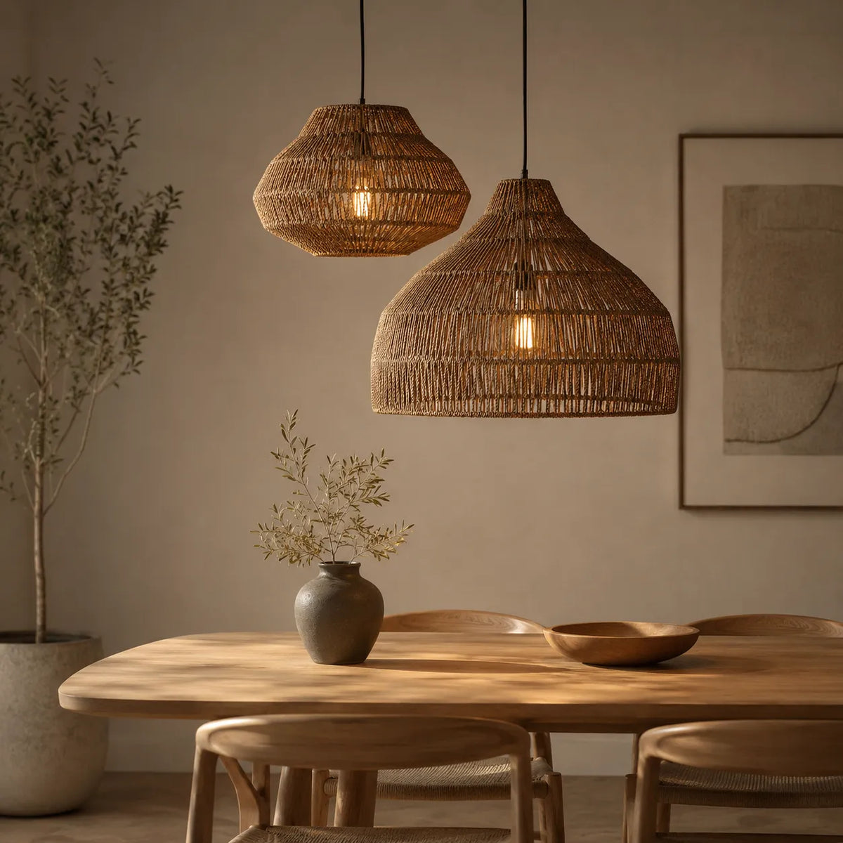 Nina Bohemian Handwoven Rattan Pendant Light