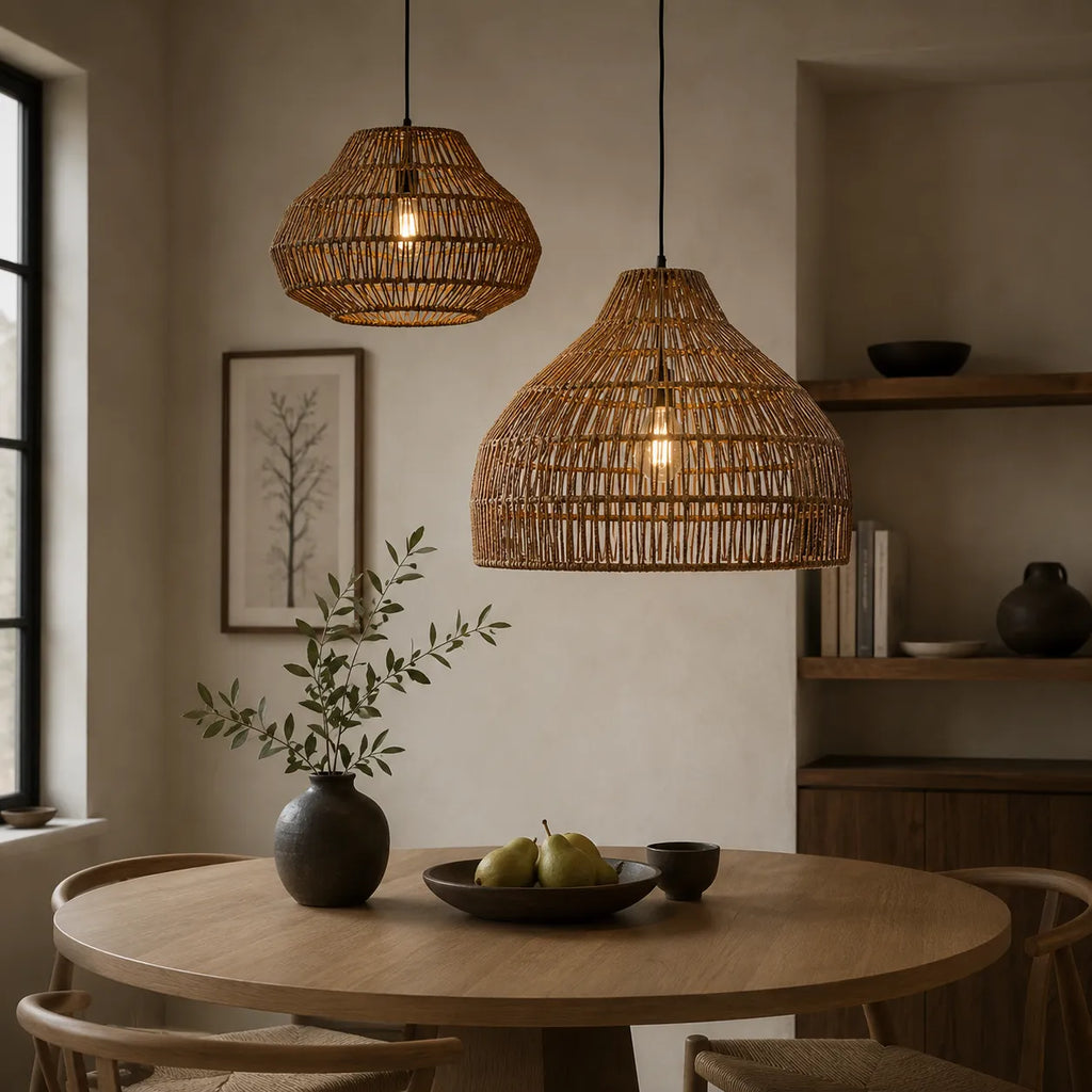 Nina Bohemian Handwoven Rattan Pendant Light