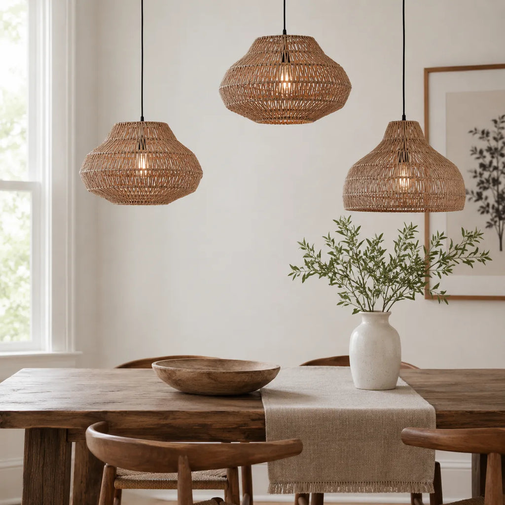 Nina Bohemian Handwoven Rattan Pendant Light
