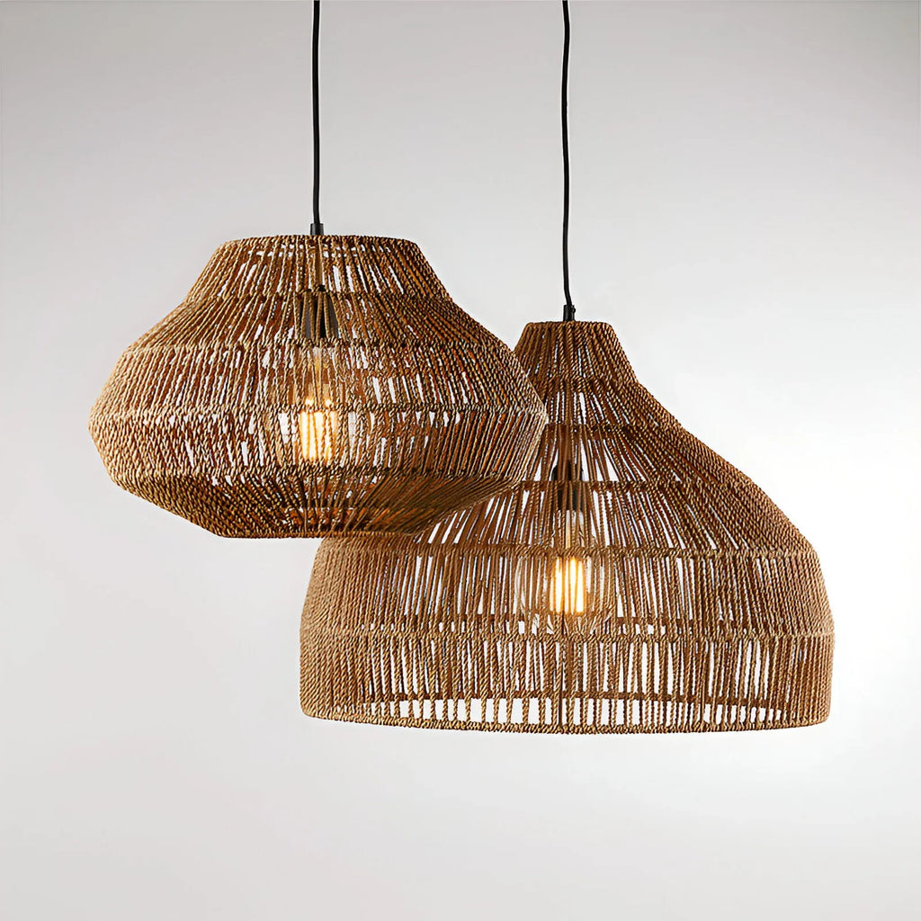 Nina Bohemian Handwoven Rattan Pendant Light