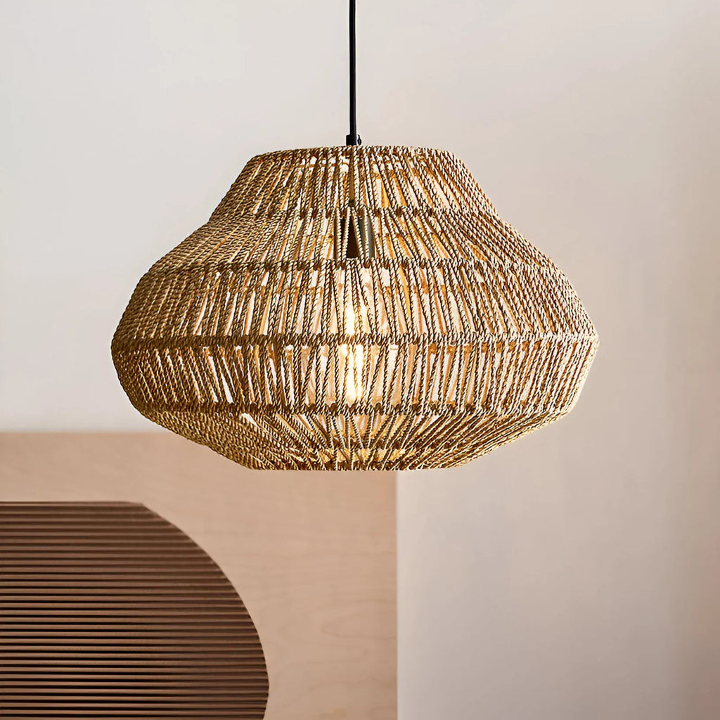 Nina Bohemian Handwoven Rattan Pendant Light
