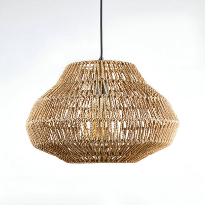 Boho Style Handwoven Rattan Pendant Light with Natural Texture