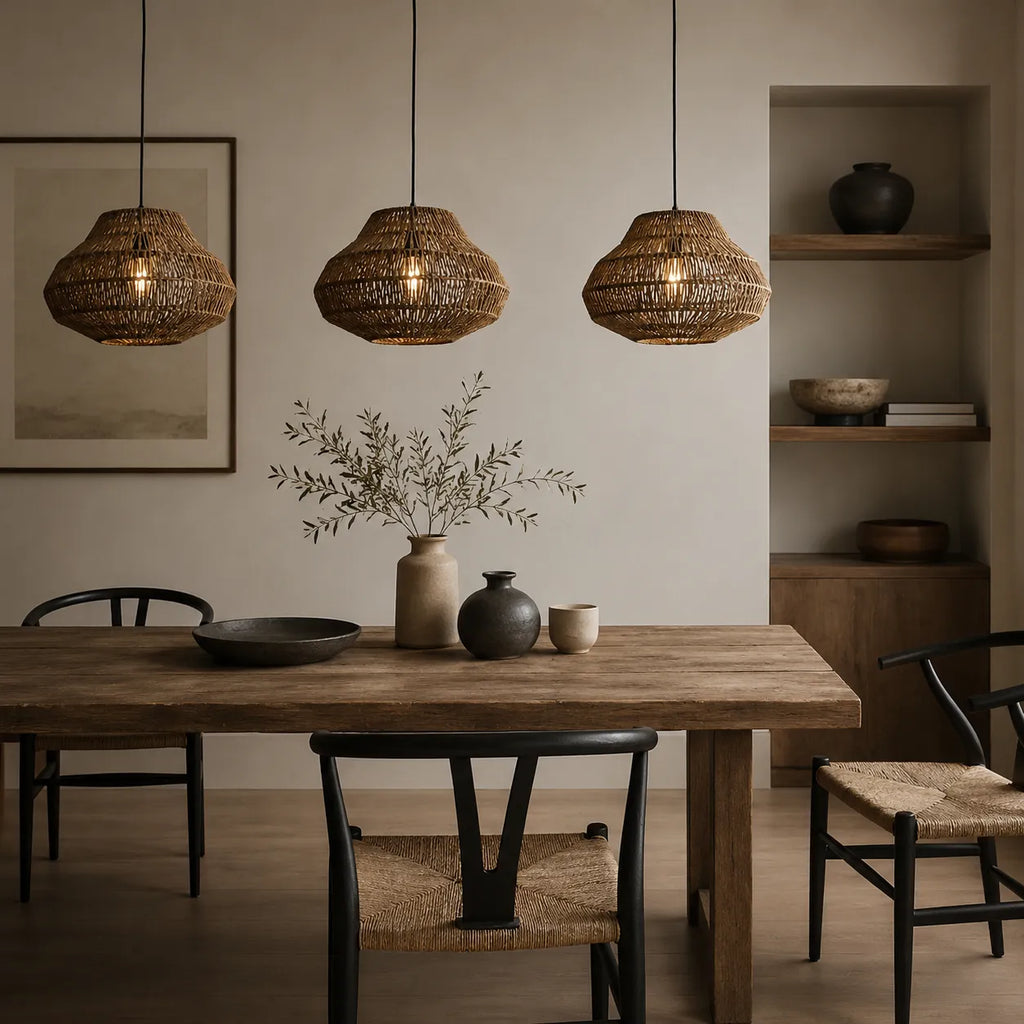 Nina Bohemian Handwoven Rattan Pendant Light