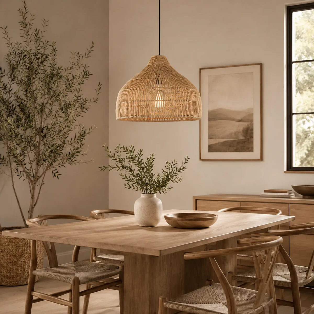 Nina Bohemian Handwoven Rattan Pendant Light