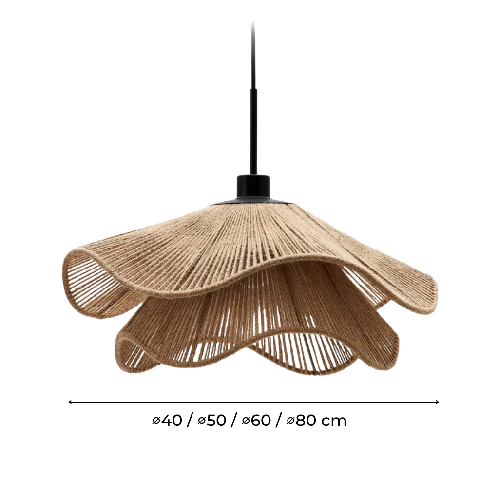 Boho Jute Pendant Light with Flower-Inspired Form