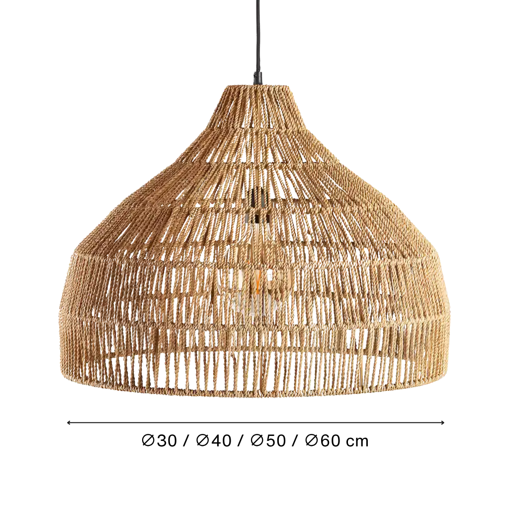 Boho Style Handwoven Rattan Pendant Light with Natural Texture