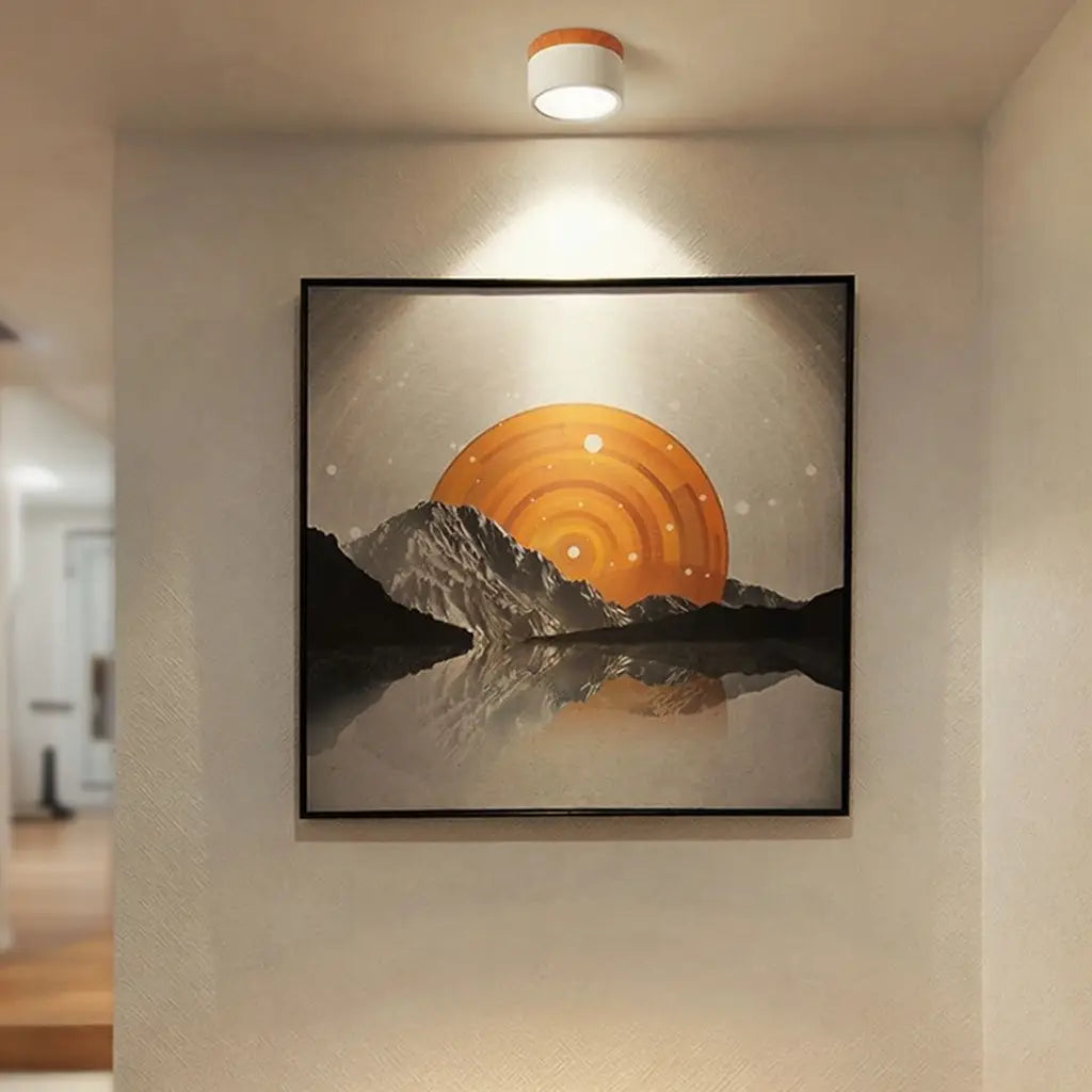 Button Natural Wood Flush Mount Light