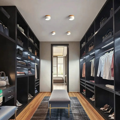 Button Natural Wood Flush Mount Light