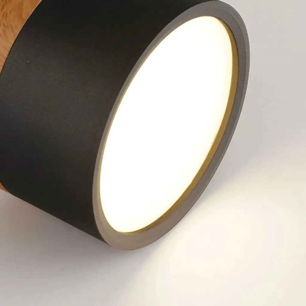 Button Japandi Wood Accent Mini LED Flush Mount Ceiling Light