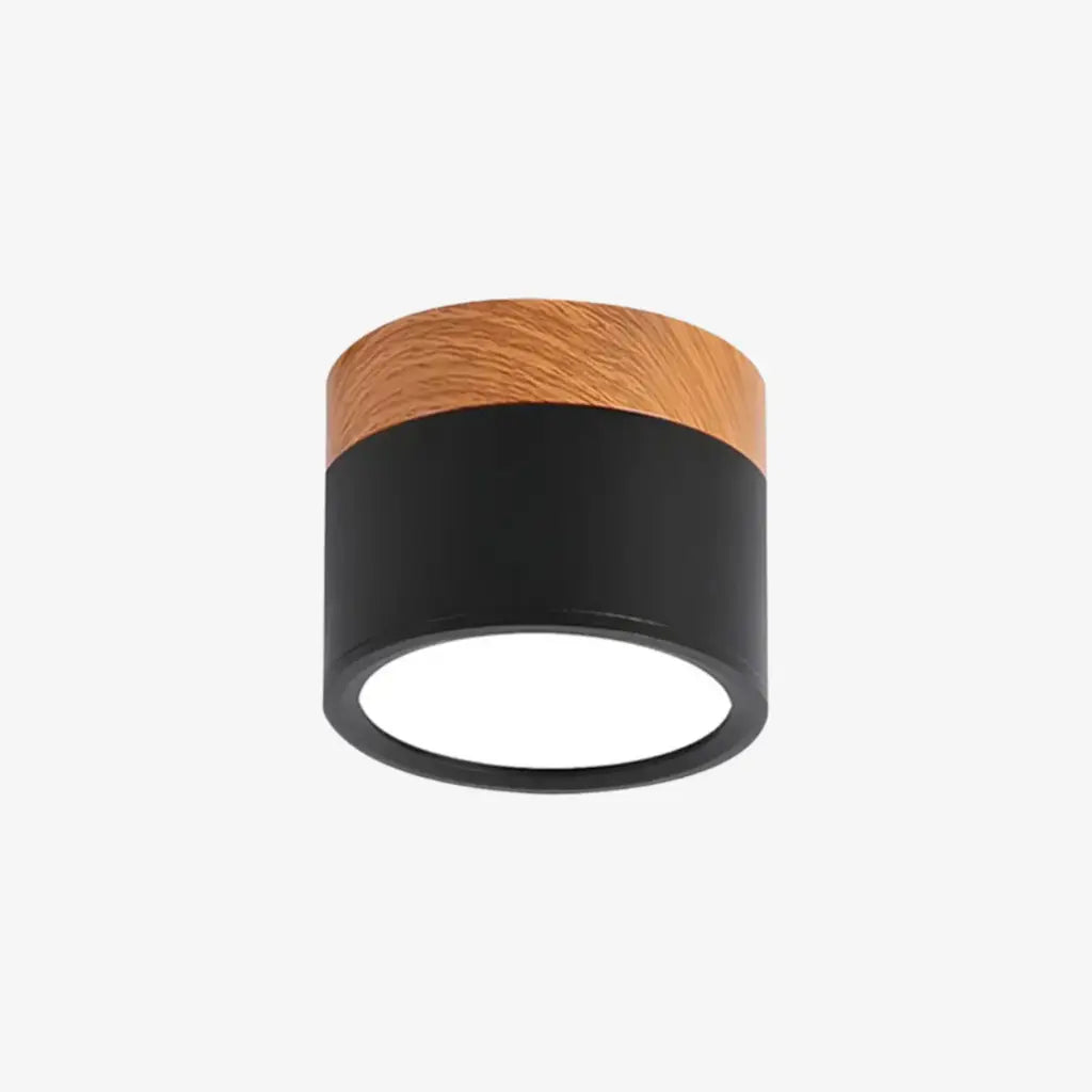 Button Japandi Wood Accent Mini LED Flush Mount Ceiling Light