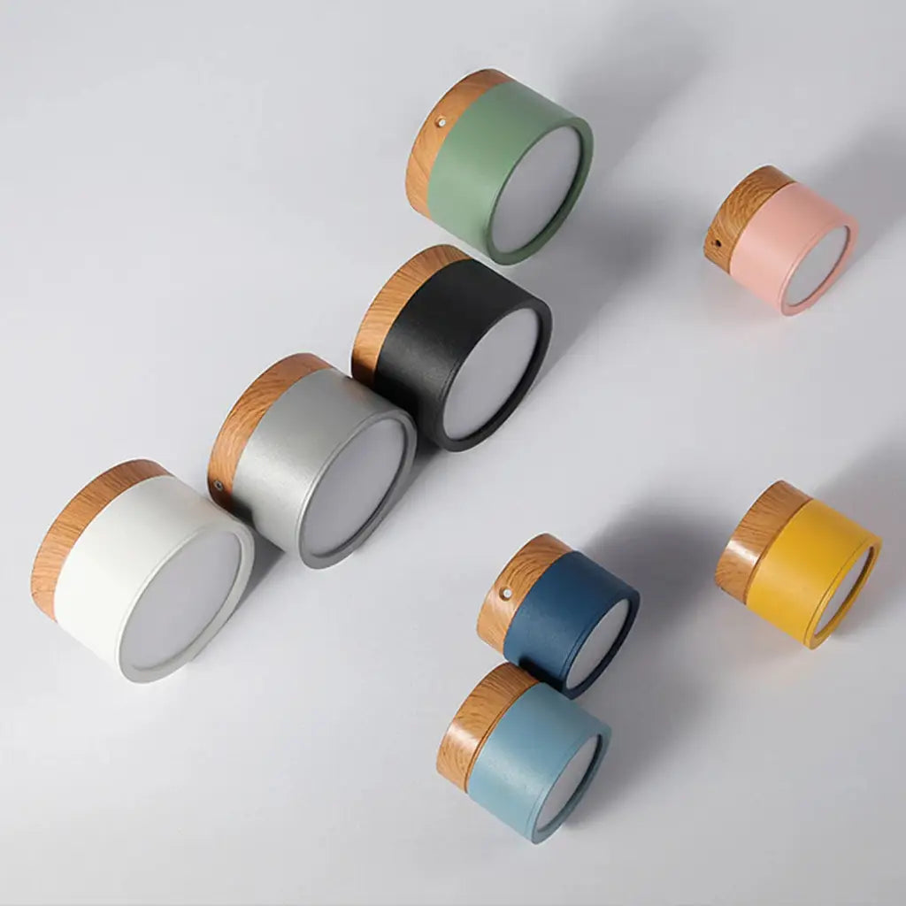 Button Japandi Wood Accent Mini LED Flush Mount Ceiling Light