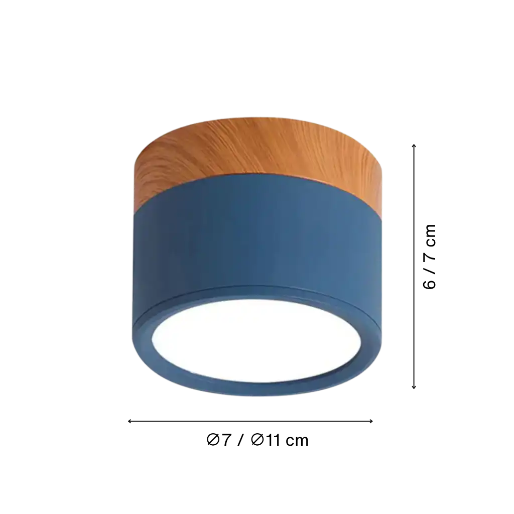 Button Natural Wood Flush Mount Light