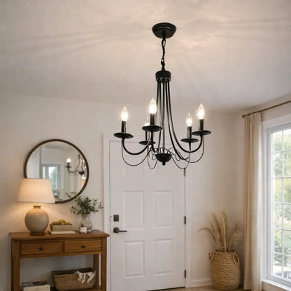 Candle Style Simple Metal Chandelier Ceiling Light