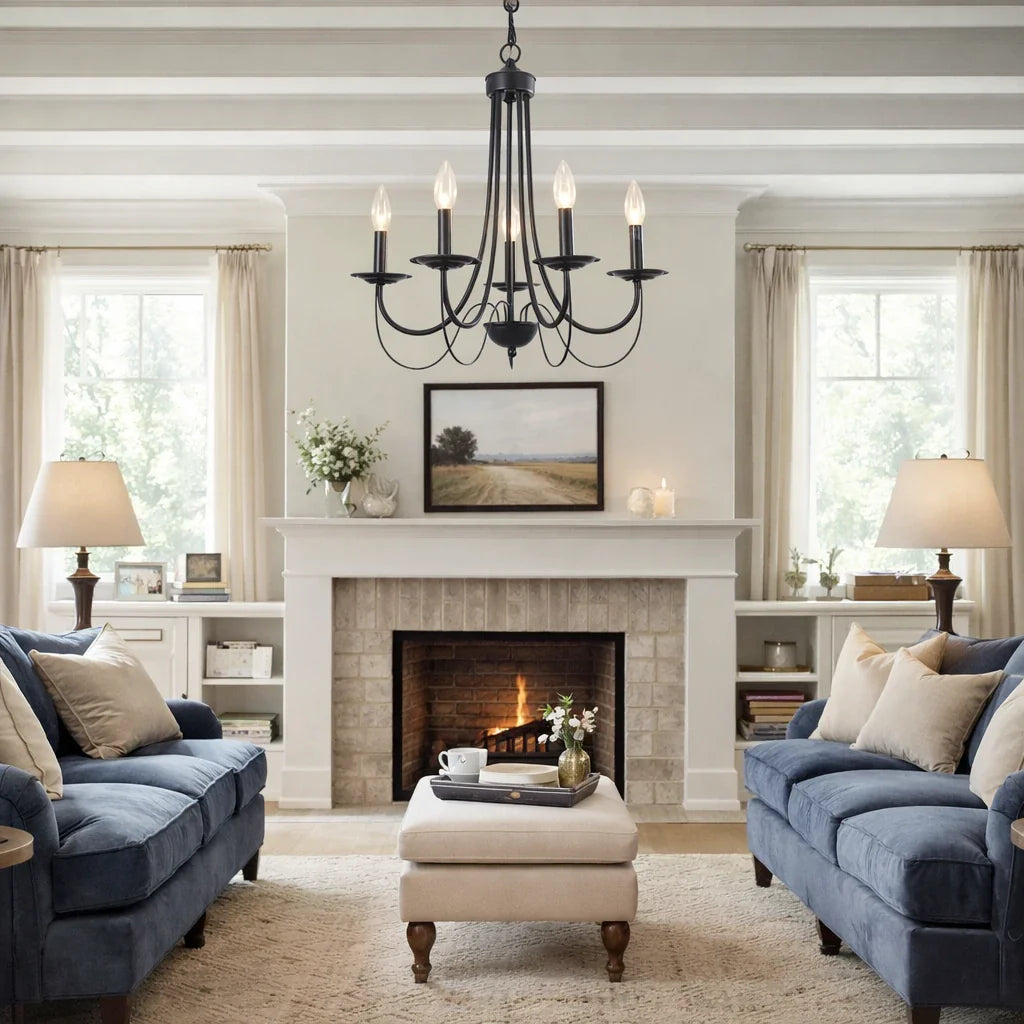 Candle Style Simple Metal Chandelier Ceiling Light