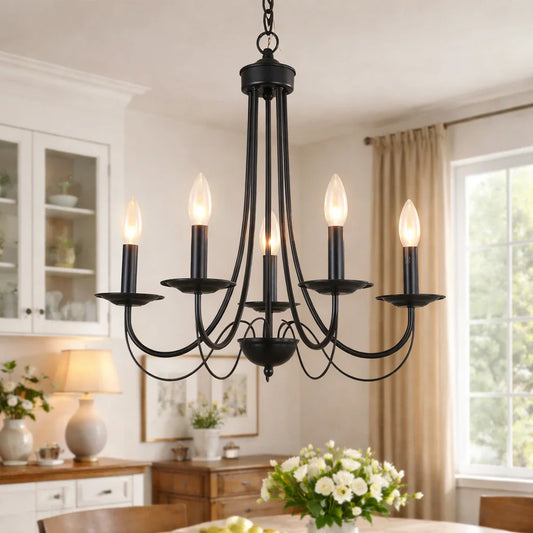 Candle Style Simple Metal Chandelier Ceiling Light