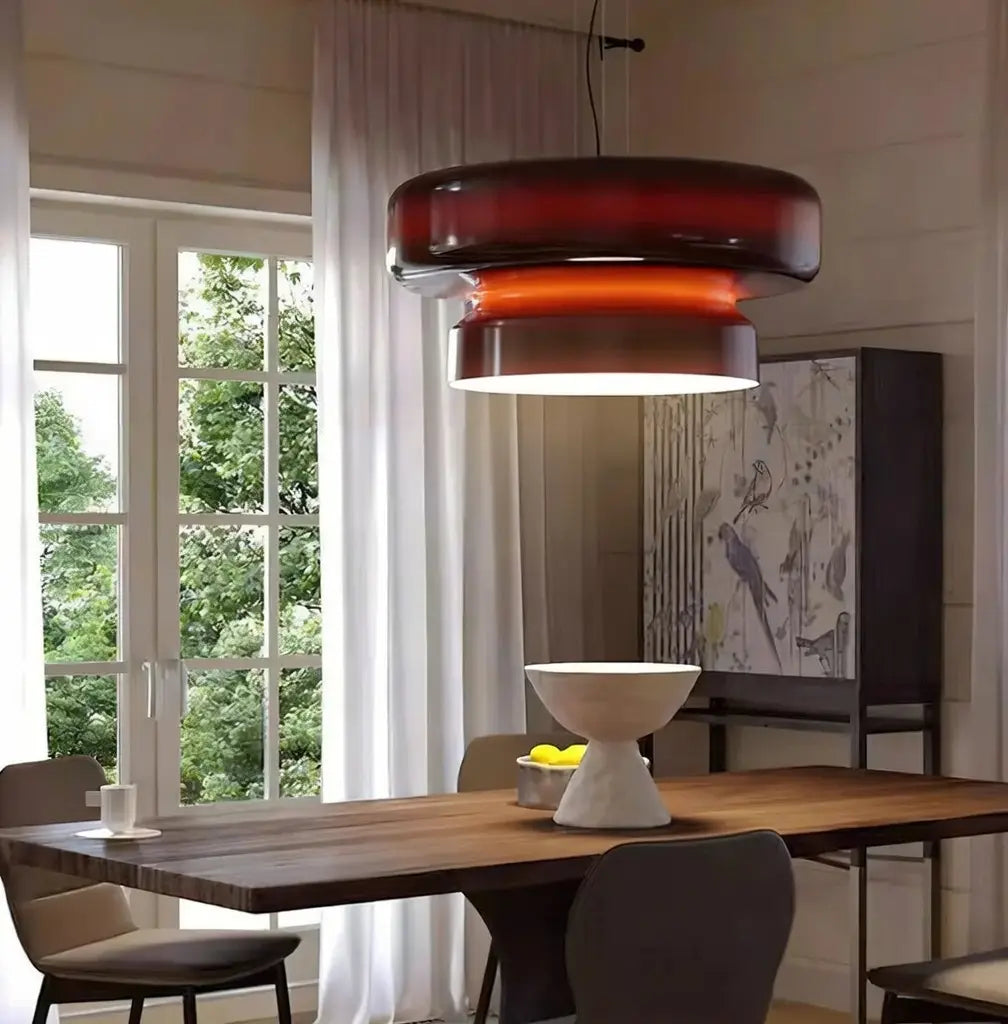 Chroma Modern Two-Tier Coloured Glass Pendant Light