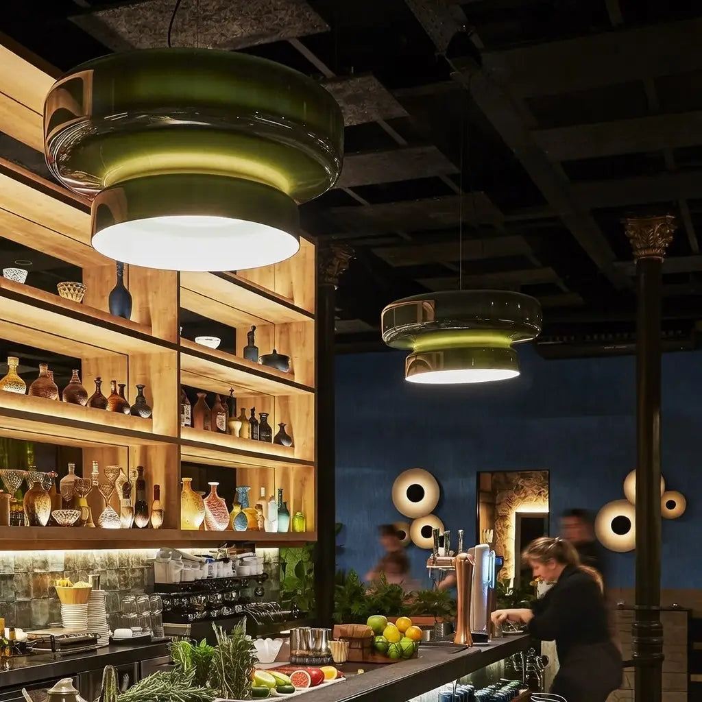 Chroma Modern Two-Tier Coloured Glass Pendant Light