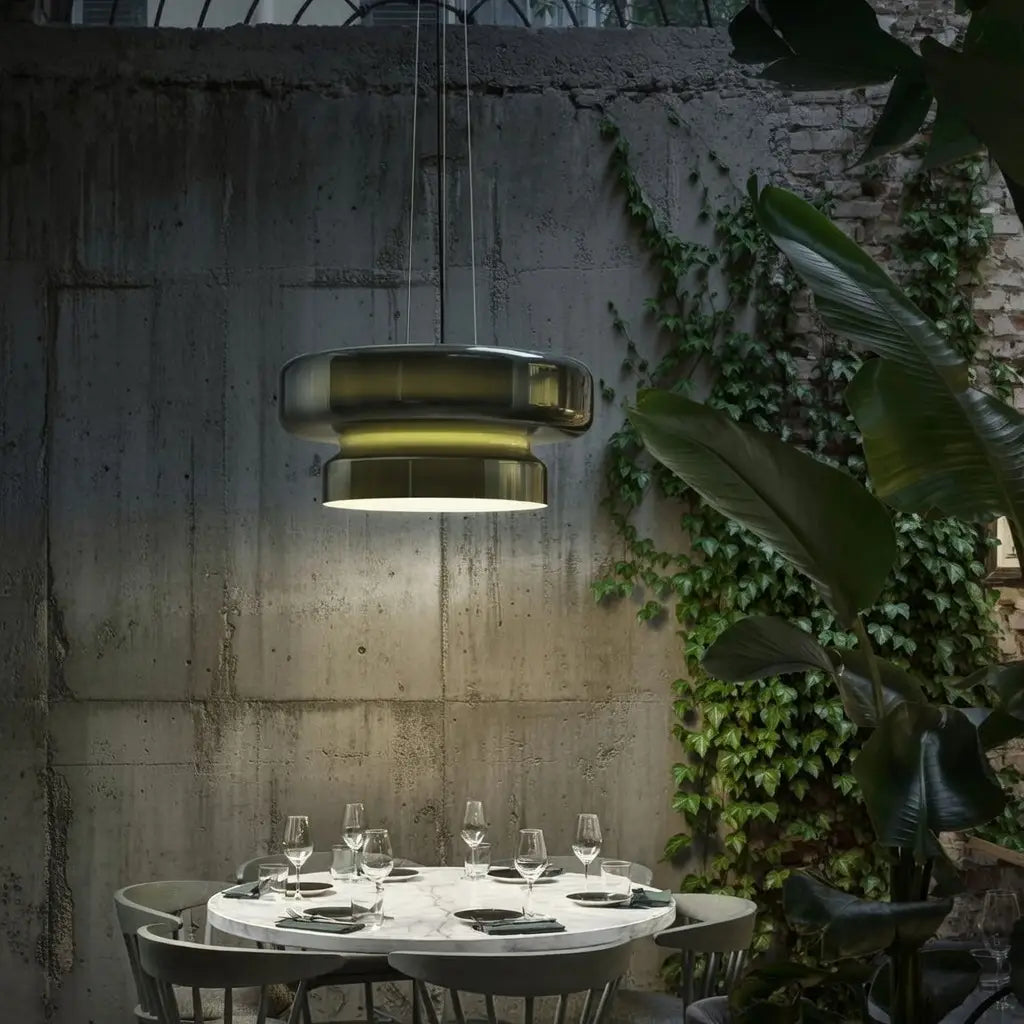 Chroma Modern Two-Tier Coloured Glass Pendant Light