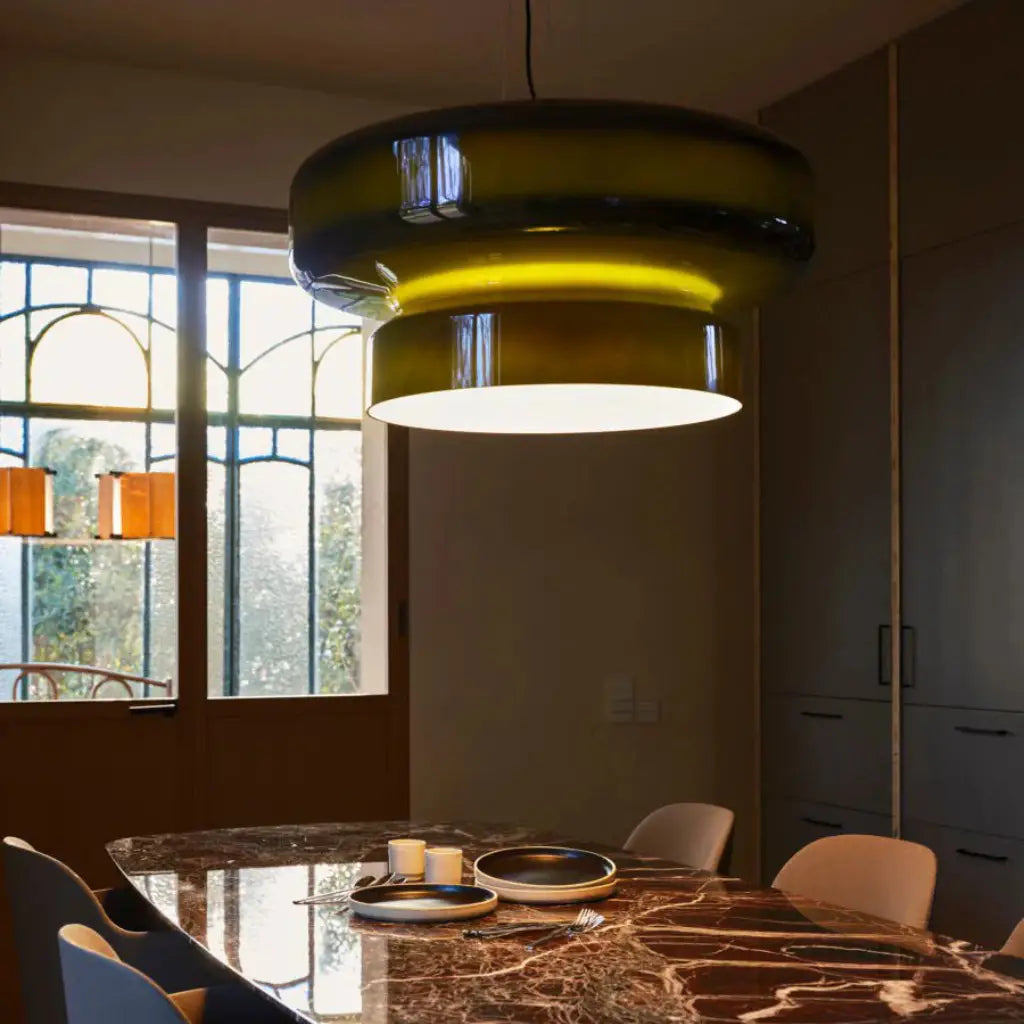Chroma Modern Two-Tier Coloured Glass Pendant Light